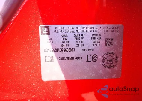 2016 Chevrolet Cruze Lt z USA, uszkodzony, nr VIN 3G1BE5SM0GS606823